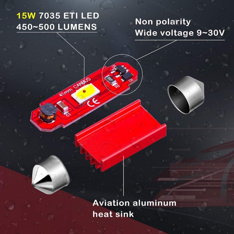 Alla Lighting Super Bright DE3022 DE3021 LED Bulbs, Red Dome, Map, Trunk, Step Courtesy Lights, 31mm 7065 3428 CAN-Bus Interior Festoon Lamps - Image 4